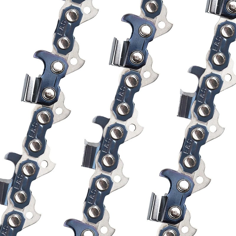 ES 3 Pack 20 Inch Chainsaw Chain 3/8" Pitch .050" Gauge 72 Drive Links Semi-Chisel Chain Saw Chains for Husqvarna, Poulan, Craftsman, Greenworks and More Chainsaw Brands - Image 2